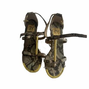 DV by Dolce Vita Kids Snake Print Sandals with Gold Details